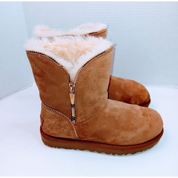 UGG Women's Chestnut Florence Zipper Suede Boots - Picture 7 of 7